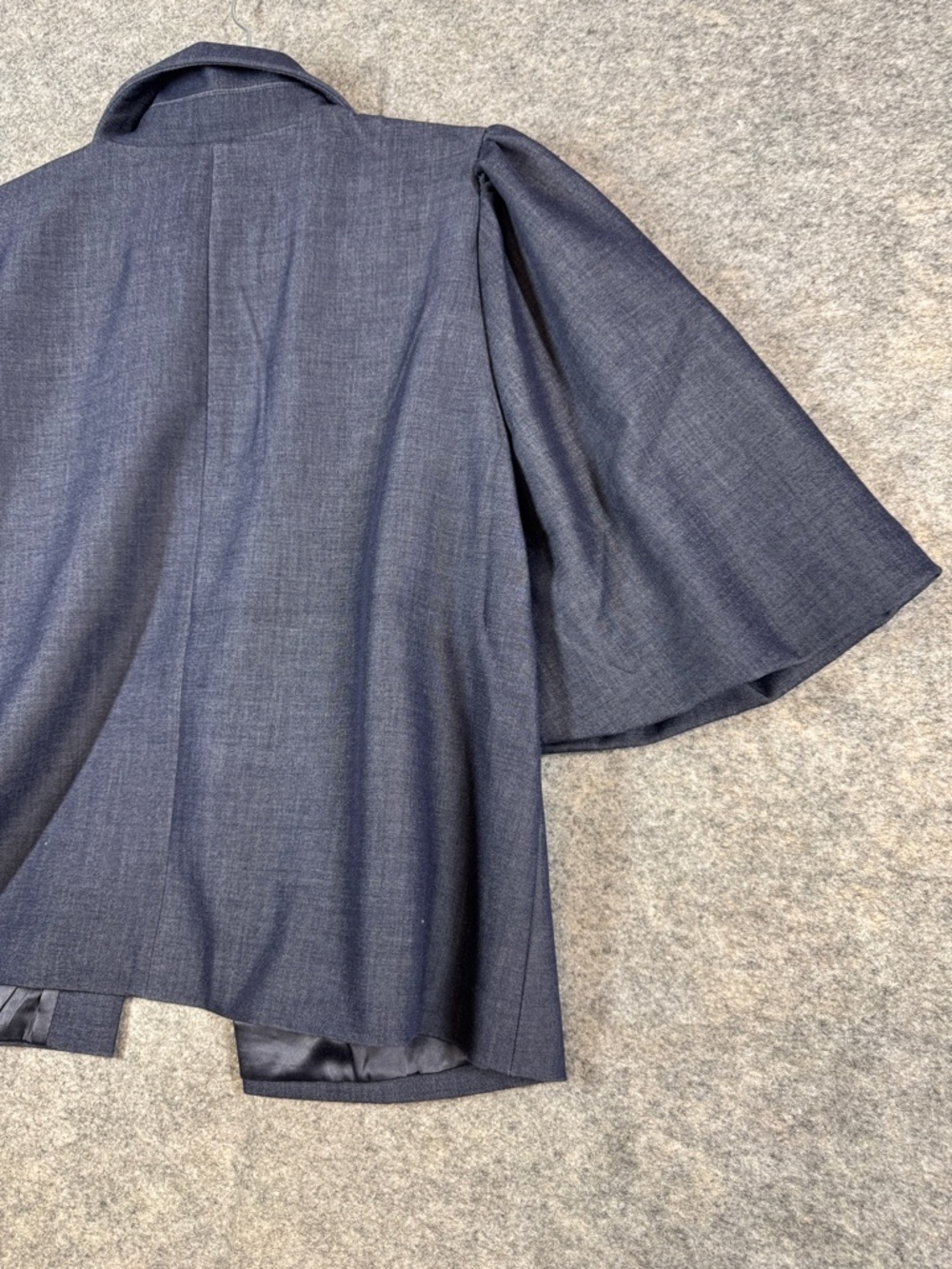 Culture Navy Short Swing Jacket Puff Sleeves XL Boho Minimalist Chic Career - Picture 13 of 14